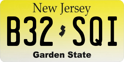 NJ license plate B32SQI