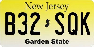 NJ license plate B32SQK