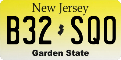 NJ license plate B32SQO
