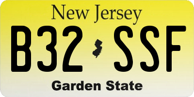 NJ license plate B32SSF