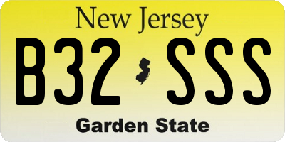 NJ license plate B32SSS