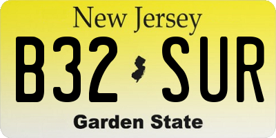 NJ license plate B32SUR