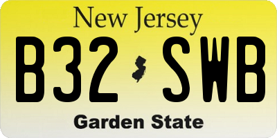 NJ license plate B32SWB