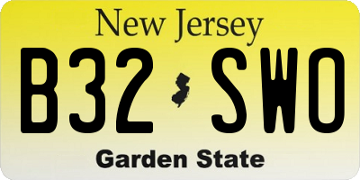 NJ license plate B32SWO