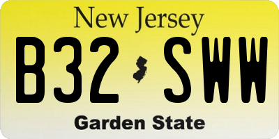 NJ license plate B32SWW