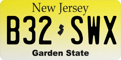 NJ license plate B32SWX
