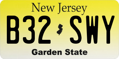 NJ license plate B32SWY