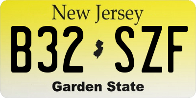 NJ license plate B32SZF