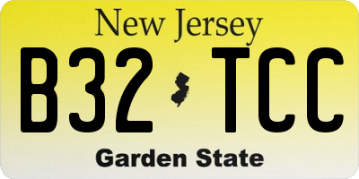 NJ license plate B32TCC