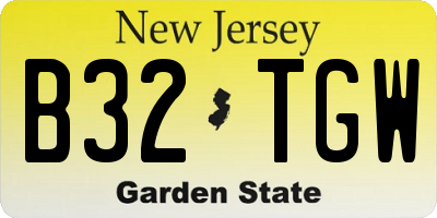 NJ license plate B32TGW