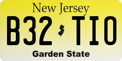 NJ license plate B32TIO
