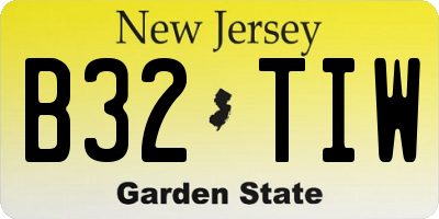 NJ license plate B32TIW