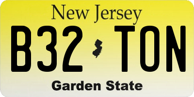 NJ license plate B32TON