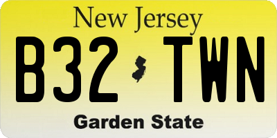NJ license plate B32TWN
