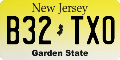 NJ license plate B32TXO