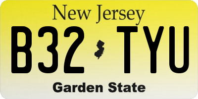 NJ license plate B32TYU