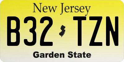NJ license plate B32TZN