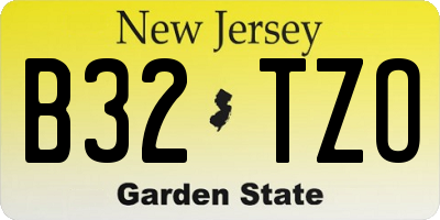 NJ license plate B32TZO