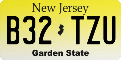 NJ license plate B32TZU