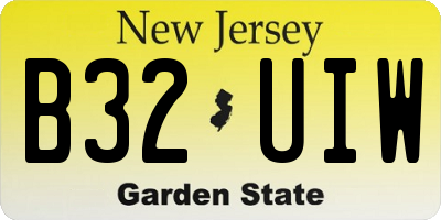 NJ license plate B32UIW