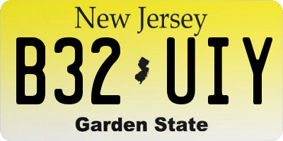 NJ license plate B32UIY