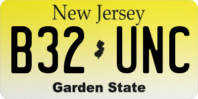 NJ license plate B32UNC