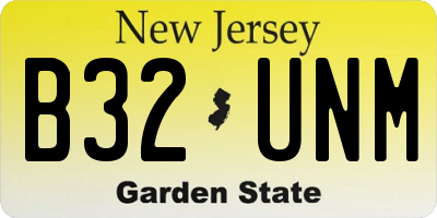 NJ license plate B32UNM