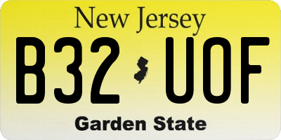 NJ license plate B32UOF