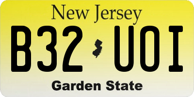 NJ license plate B32UOI