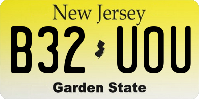 NJ license plate B32UOU