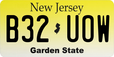 NJ license plate B32UOW
