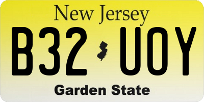 NJ license plate B32UOY