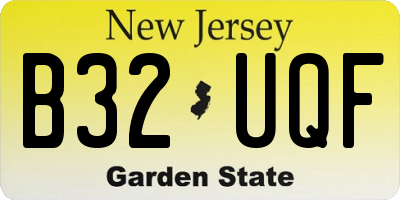 NJ license plate B32UQF