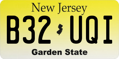 NJ license plate B32UQI