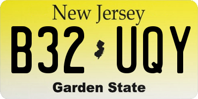 NJ license plate B32UQY