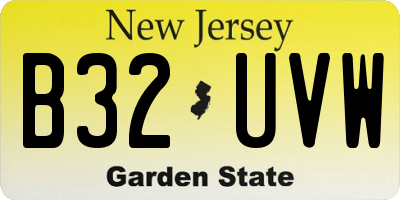 NJ license plate B32UVW