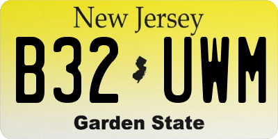 NJ license plate B32UWM
