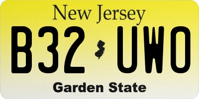 NJ license plate B32UWO