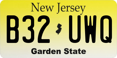 NJ license plate B32UWQ