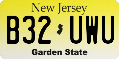 NJ license plate B32UWU