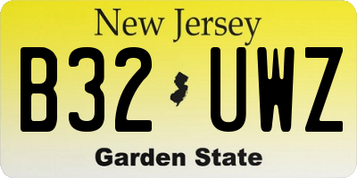 NJ license plate B32UWZ