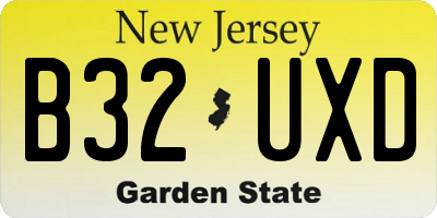 NJ license plate B32UXD