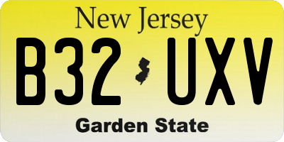 NJ license plate B32UXV