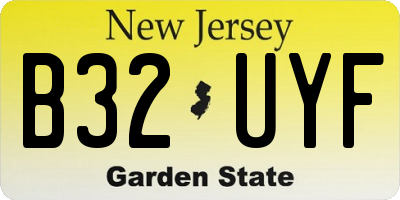 NJ license plate B32UYF