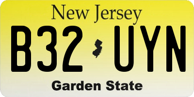 NJ license plate B32UYN