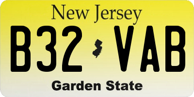 NJ license plate B32VAB