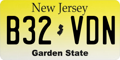 NJ license plate B32VDN