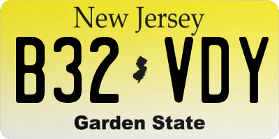 NJ license plate B32VDY