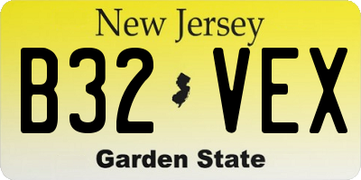NJ license plate B32VEX