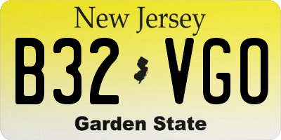 NJ license plate B32VGO